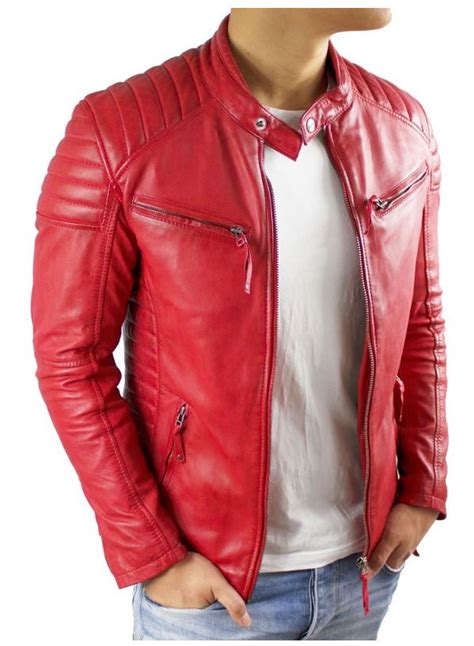 versace lederjacke herren rot|Bekleidung in Rot von Versace für Herren .